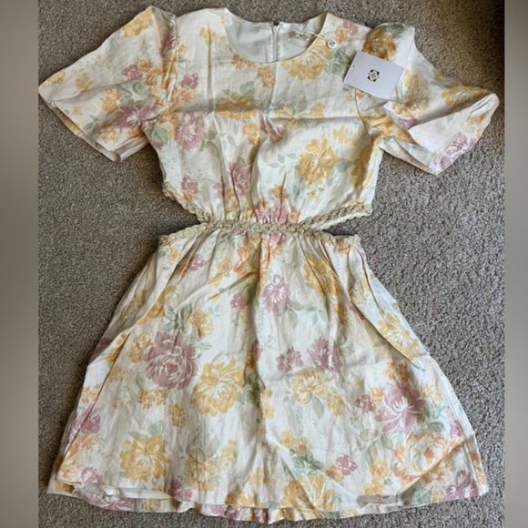 NWT Linen Shopbop WAYF Floral Mini Dress Medium - Picture 3 of 7